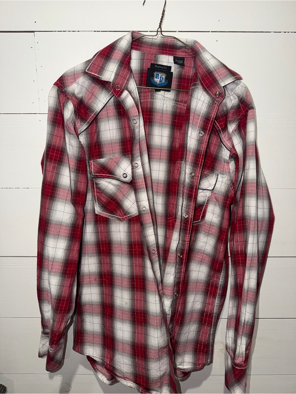 Vintage Rue 21 Red and White Plaid Casual Button-Down Shirt